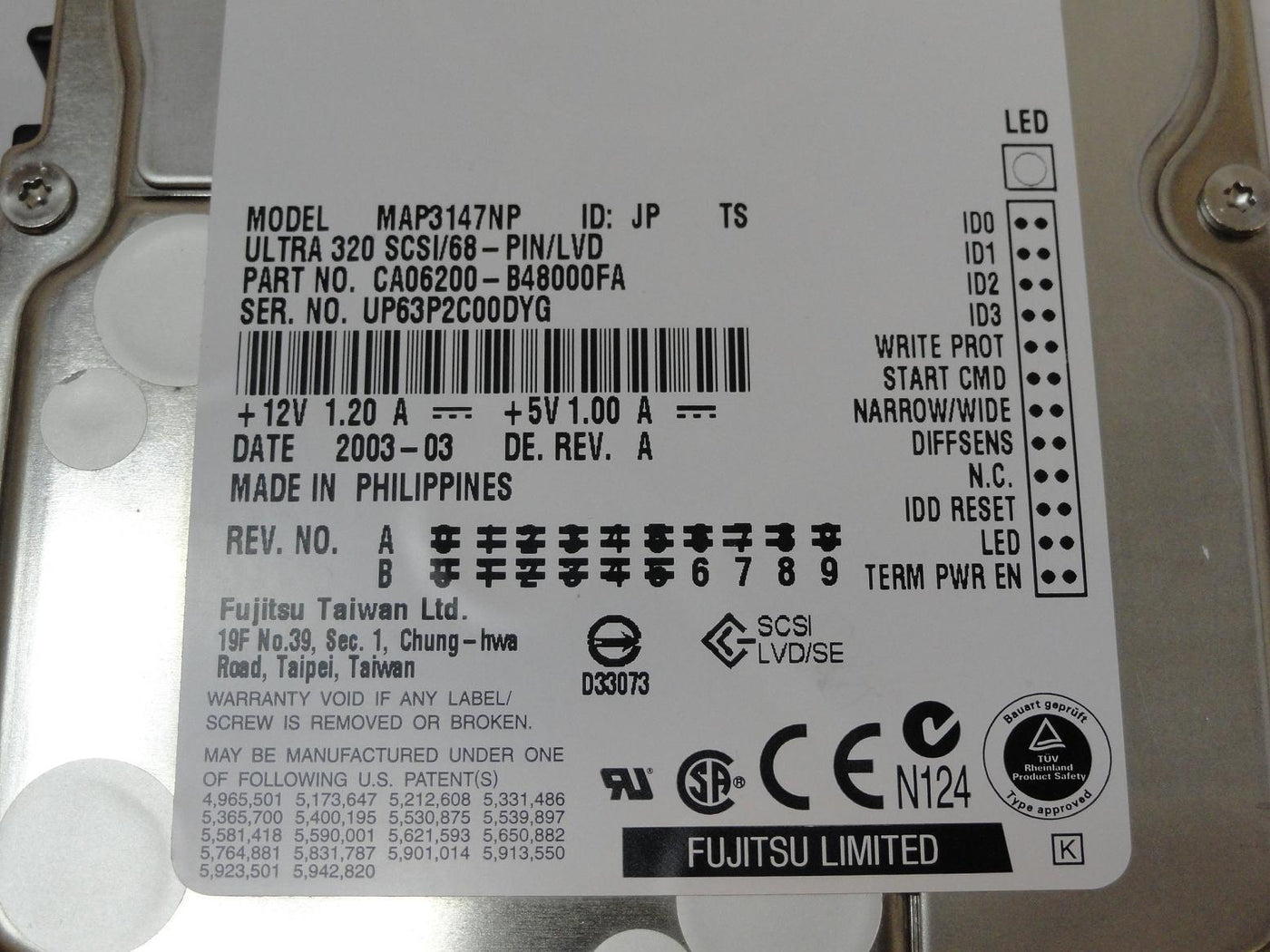 PR13017_CA06200-B48000FA_Fujitsu Sun 147GB SCSI 68 Pin 3.5in HDD - Image4
