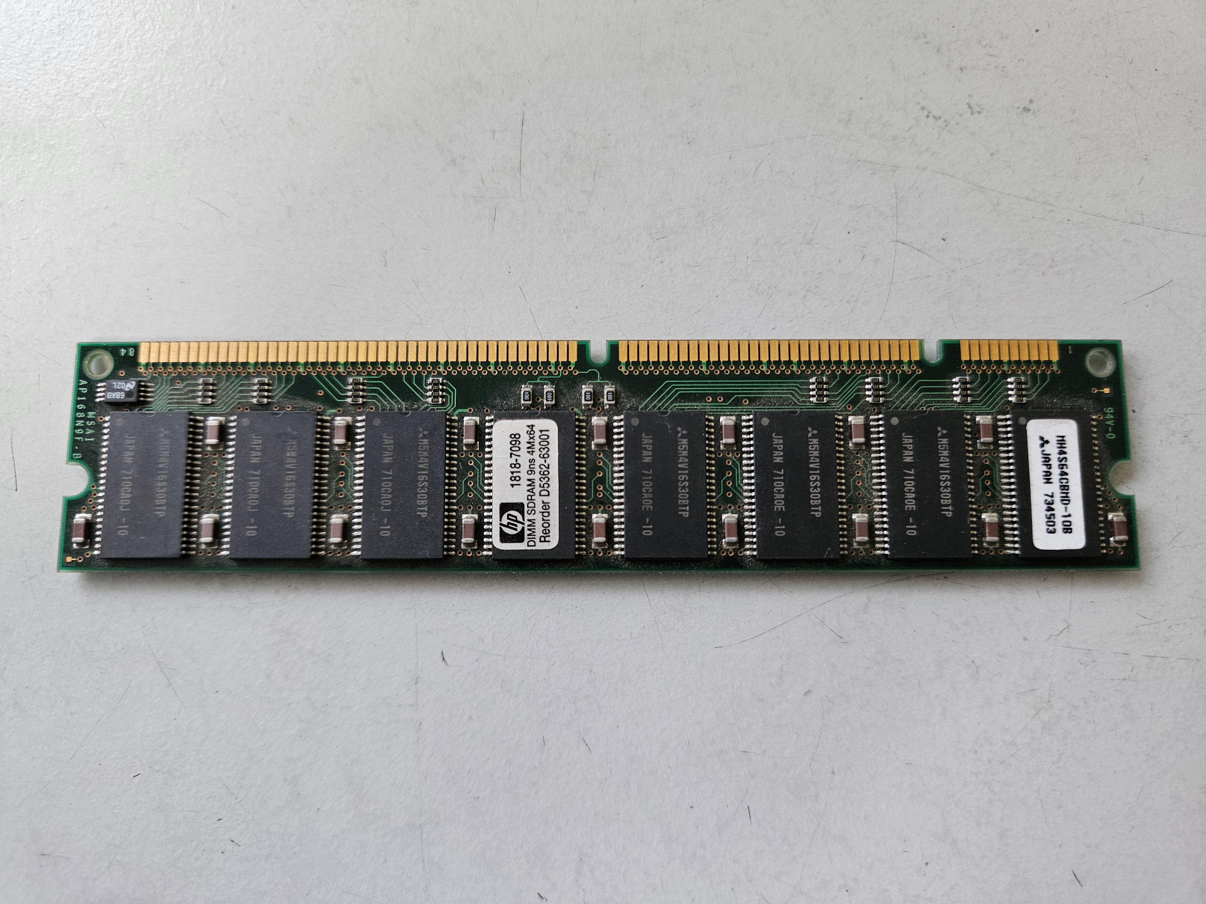 HP Mitsubishi 32MB PC66 66MHz CL2 168-Pin DIMM ( MH4S64CBMD-10B 1818-7098 ) REF