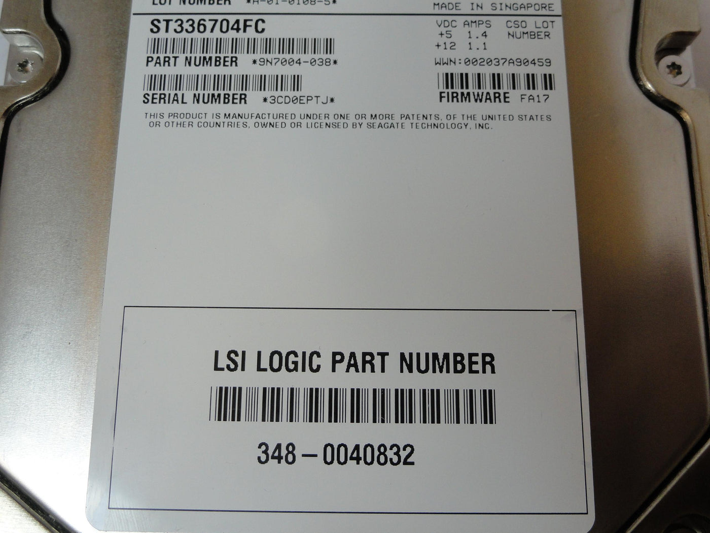 PR24475_9N7004-038_Seagate LSI 36GB Fibre Channel 10Krpm 3.5in HDD - Image2