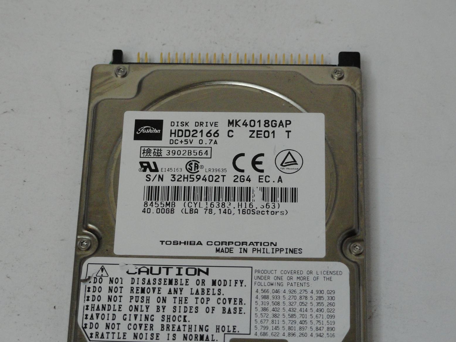 PR00913_HDD2166_Toshiba 40GB IDE 4200rpm 2.5in HDD - Image3
