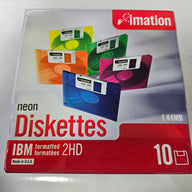 Imation Neon Floppy Diskettes IBM Formatted 1.44MB 2HD - 10Pk ( 51122 11916 ) NEW
