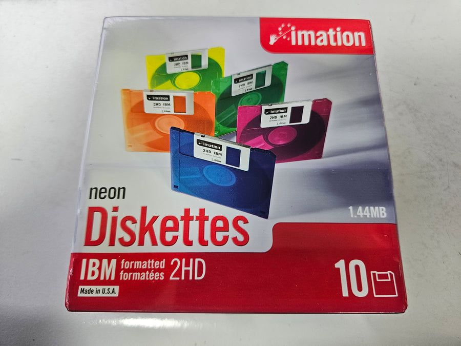 Imation Neon Floppy Diskettes IBM Formatted 1.44MB 2HD - 10Pk ( 51122 11916 ) NEW