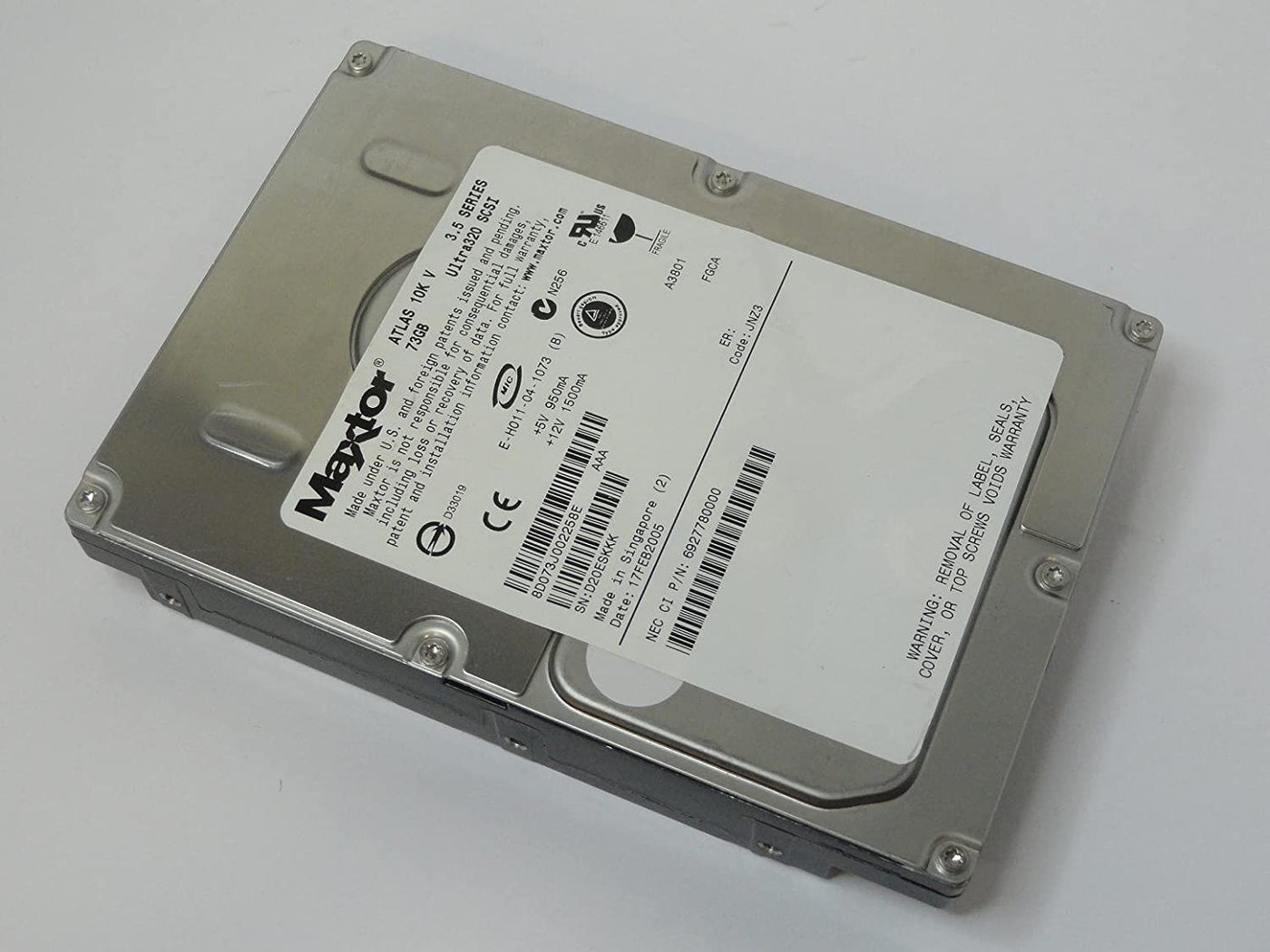 Maxtor 73GB SCSI 80 Pin 10Krpm 3.5in HDD ( 8D073J0 ) REF