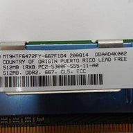 HP Micron 512MB PC2-5300 DDR2-667MHz 240-Pin DIMM ( MT9HTF6472FY-667F1D4 398705-051 ) REF