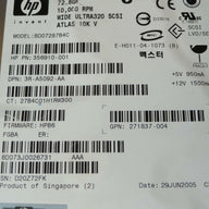 HP Maxtor 72.8Gb SCSI 80 Pin 10kRPM 3.5in HDD ( 8D073J0 356910-001 BD07287B4C 271837-004 3R-A5092-AA ) USED