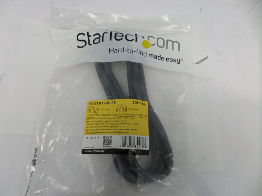 PXT1001410 - Startech 10ft 14 AWG C14 to C13 Computer Power Cord Extension, - NBUL