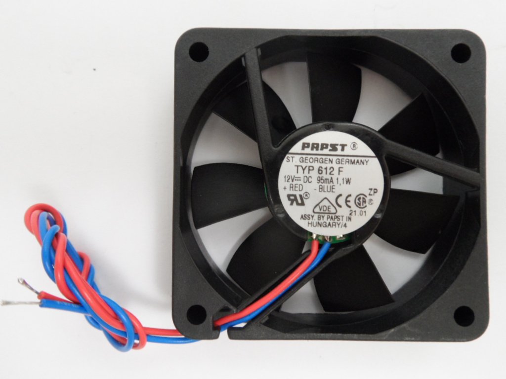 PAPST TYP 612 F DC Brushless Cooling Fan Black 12VDC 95mA 1.1W ( TYP 612 ) USED