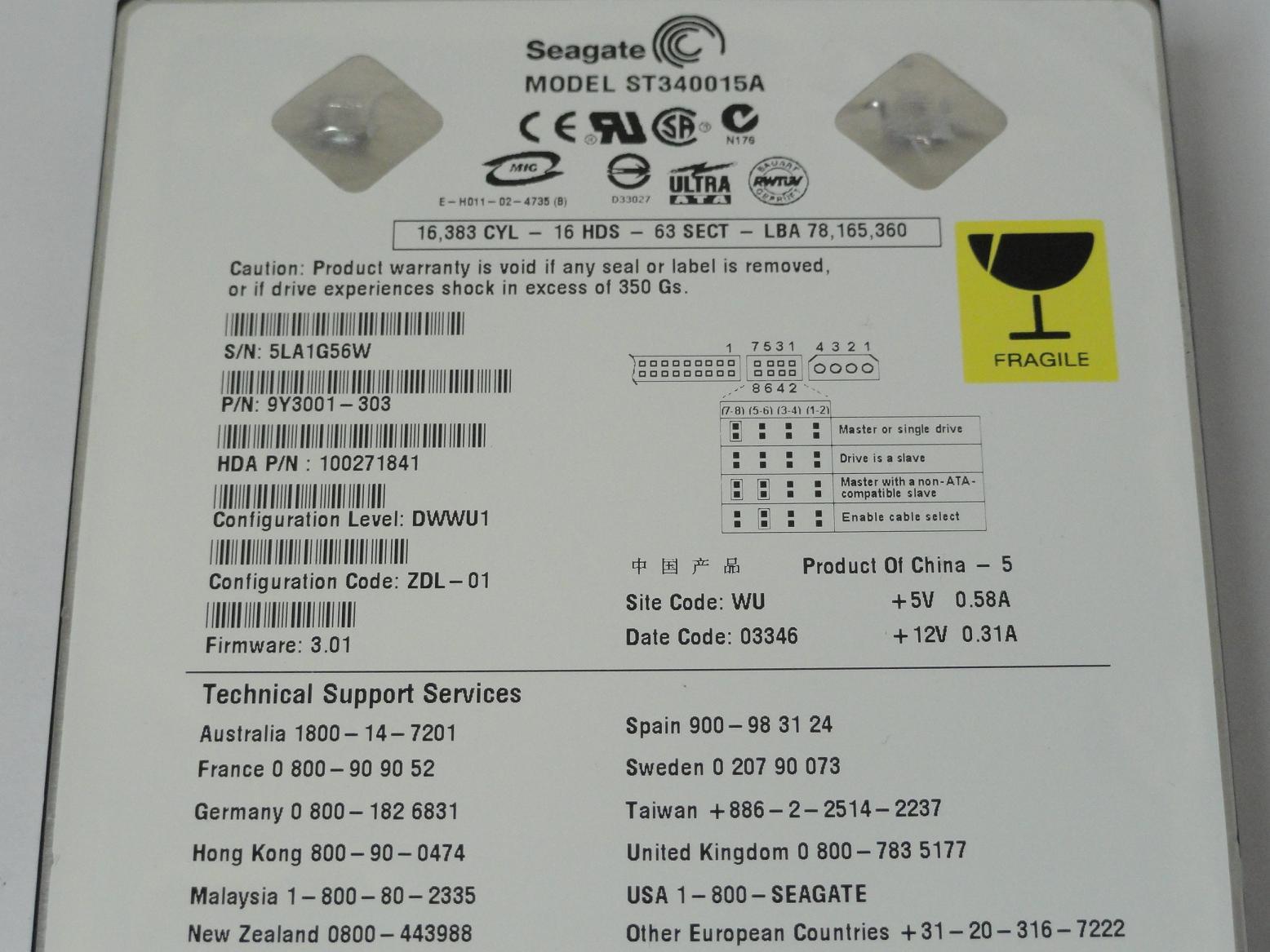 PR11237_9Y3001-303_Seagate 40GB IDE 5400rpm 3.5in HDD - Image3