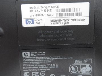 PR20245_6720s_HP Compaq 6720s 1Gb Ram 1.6Ghz No HDD Laptop - Image7