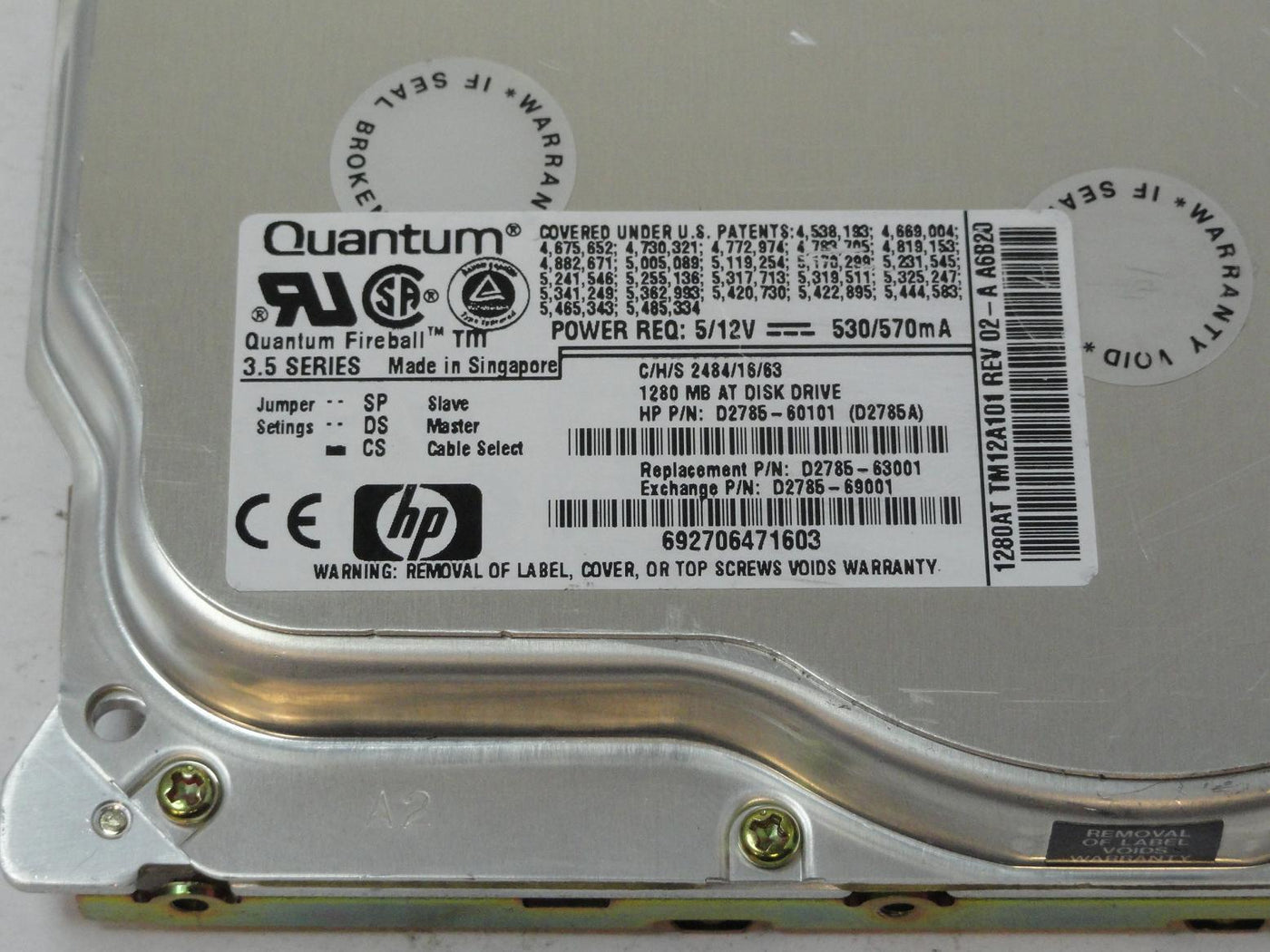 Quantum HP 1.2GB IDE 5400rpm 3.5in HDD ( TM12A012 TM12A101 D2785-60101 D2785A D2785-63001 D2785-69001 ) REF