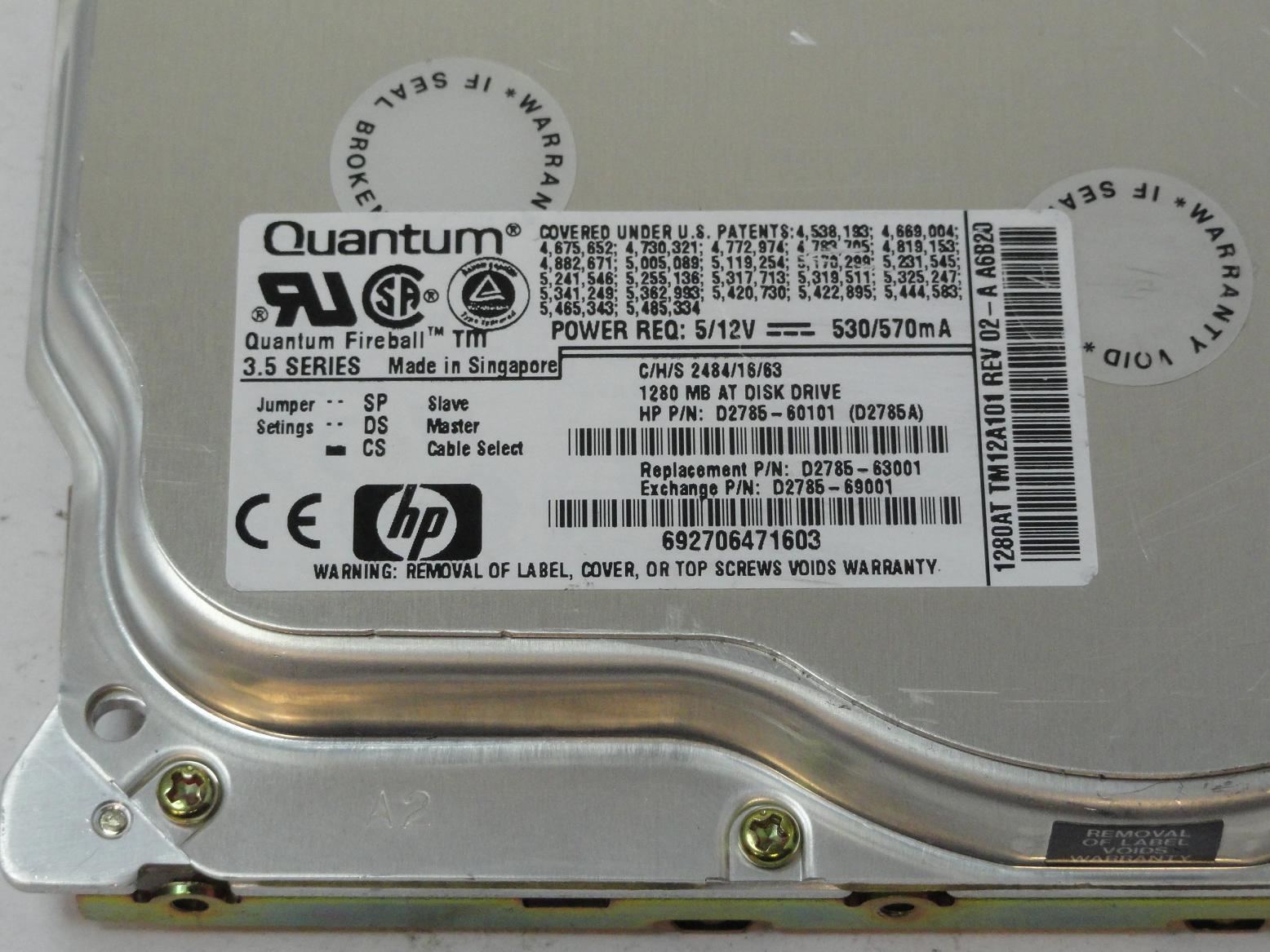 Quantum HP 1.2GB IDE 5400rpm 3.5in HDD ( TM12A012 TM12A101 D2785-60101 D2785A D2785-63001 D2785-69001 ) REF