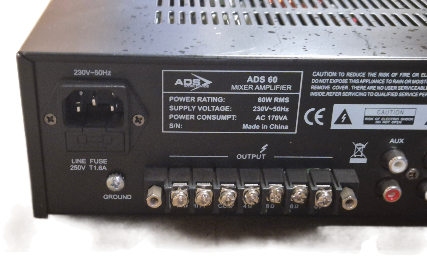 ADS Worldwide 60W Mixer Amplifier ( ADS60 ) USED