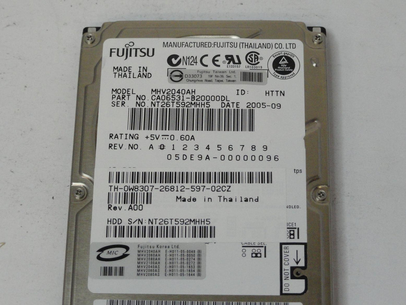 PR12540_CA06531-B20000DL_Fujitsu Dell 40GB IDE 5400rpm 2.5in HDD - Image2