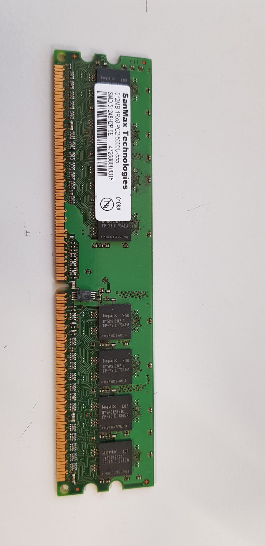 SanMax 512MB 1Rx8 PC2-5300U 667Mhz 240Pin DDR2 DIMM ( SMD-51248H2P-6E ) REF