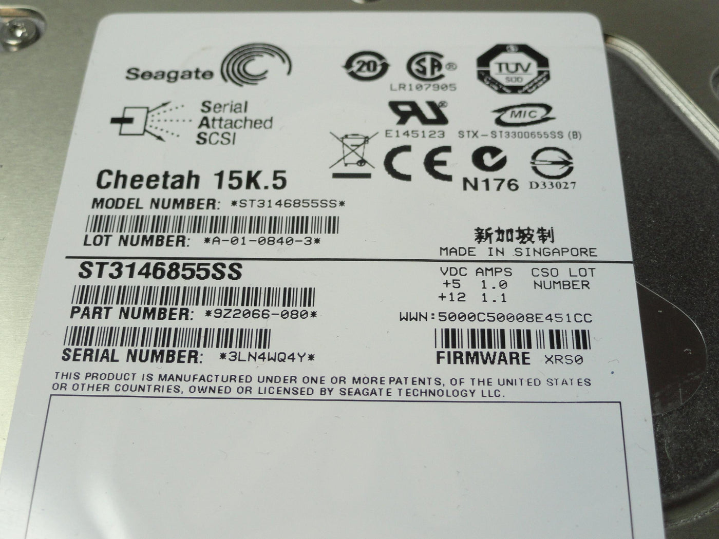 PR23239_9Z2066-004_Seagate 146Gb SAS 15Krpm 3.5in HDD - Image2