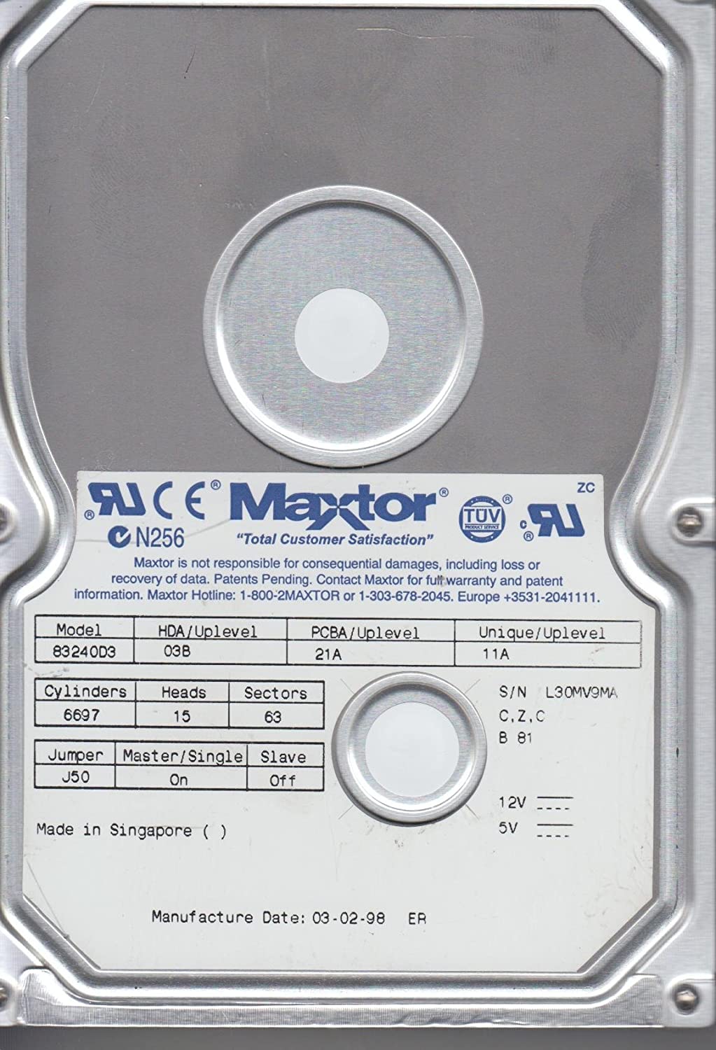 Maxtor Dell 3.2GB IDE 5400rpm 3.5" HDD ( 6018 6018 00006018-19961 83240D3 ) REF