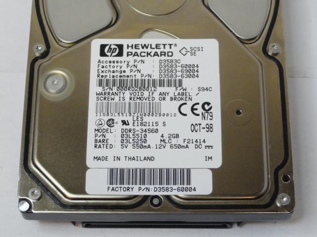 PR04756_03L5510_IBM HP 4.2GB SCSI 80Pin 7200rpm 3.5in HDD - Image3