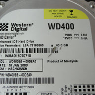 Western Digital 40GB IDE 7200rpm 3.5in HDD ( WD400BB-00DEA0 ) USED