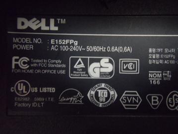 CN-0u2015 - Dell E152FPg 15inch LCD Monitor - charcoal gary - grade C Scratch Throught Centre Of Screen - USED