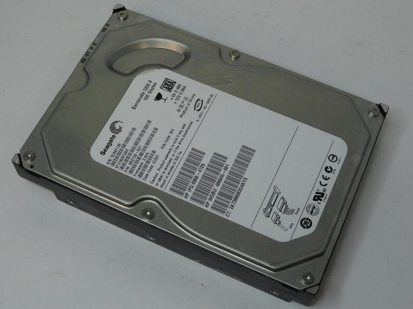 Seagate HP 160GB SATA 7200rpm 3.5in HDD ( 9BD132-621 ST3160812AS 406945-001 0950-4729   Seagate HP )