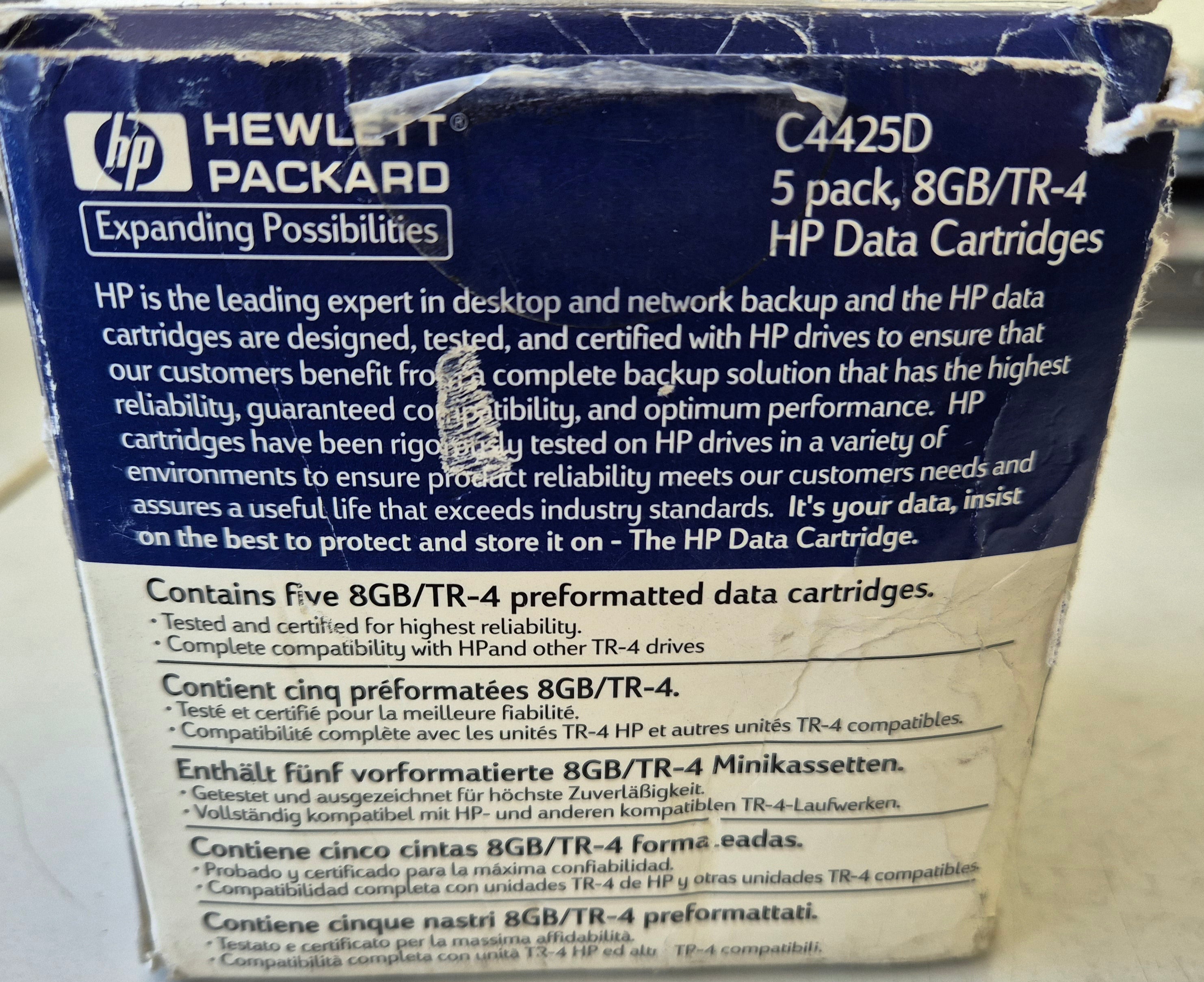 5x 8GB/TR-4 HP Data Cartridges ( C4425D ) NOB