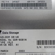 GDR-8081N - H-L Data Storage, 8X DVD/24X CD  DVD-ROM Drive for Notebook, Silver - USED