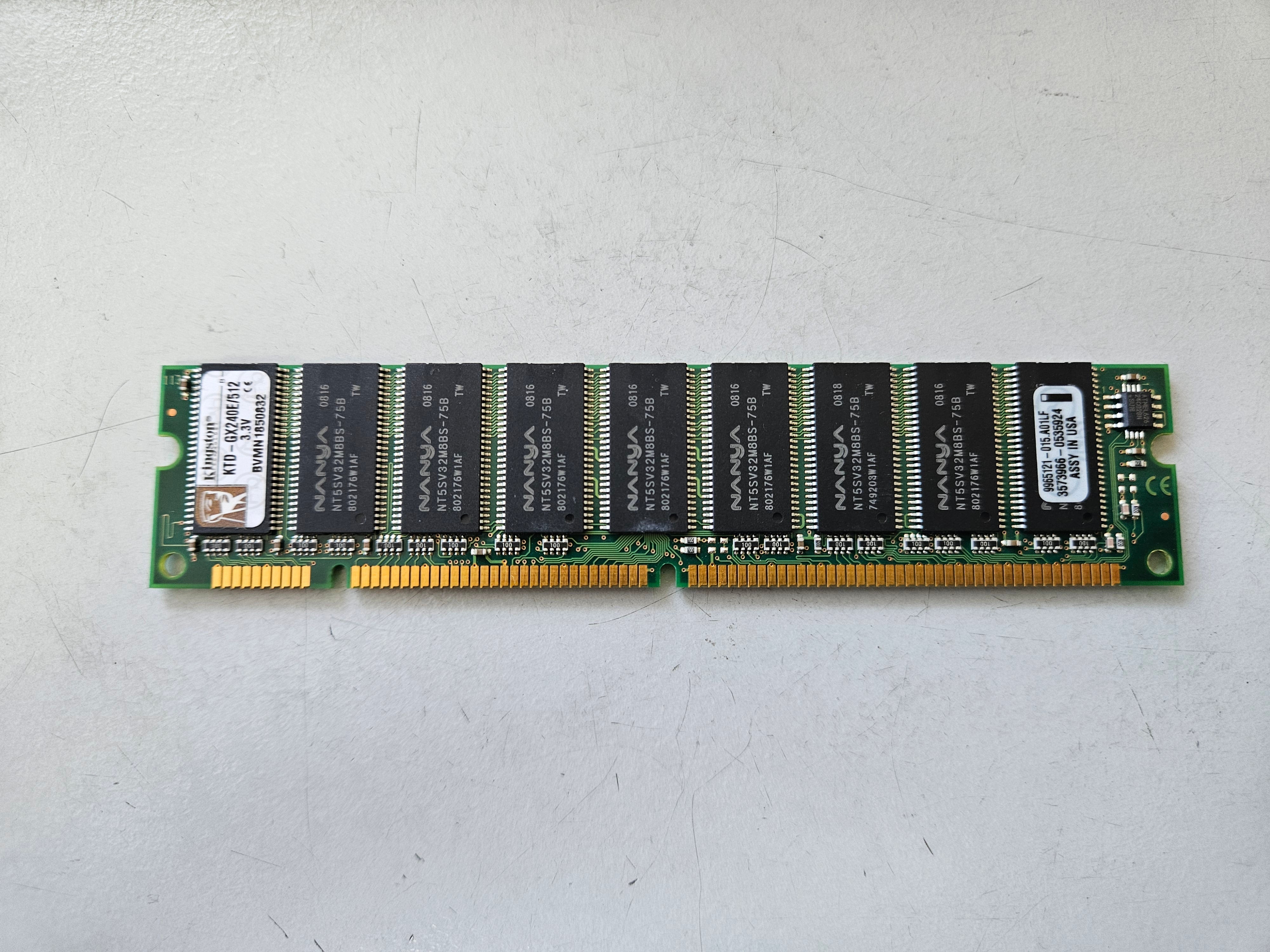 Kingston 512MB PC133 133MHz ECC Unbuffered CL3 168-Pin DIMM ( KTD-GX240E/512 9965121-015 ) REF