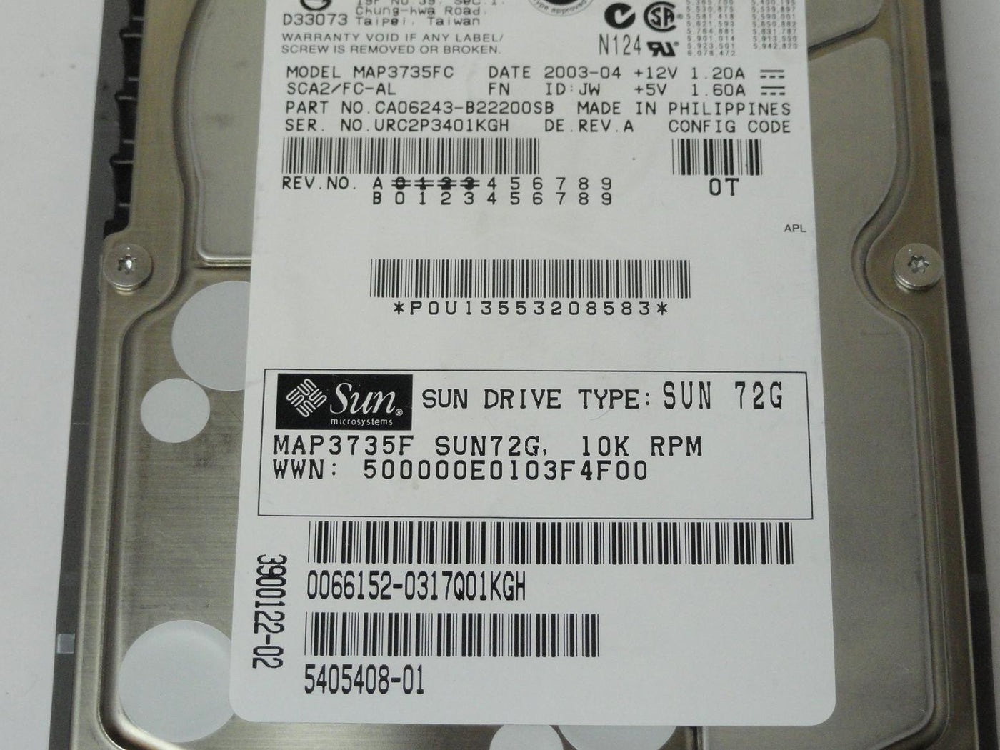 PR06332_CA06243-B22200SB_Fujitsu Sun 72GB Fibre Channel 10Krpm 3.5in HDD - Image3