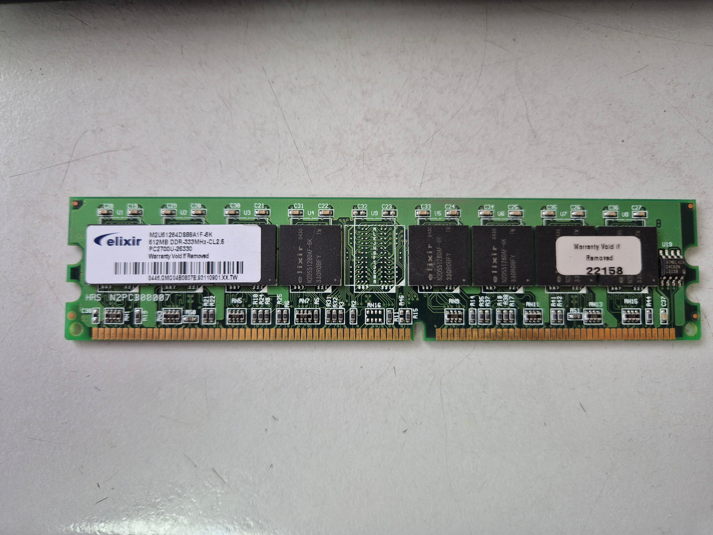 Elixir 512MB DDR 333MHz PC2700U NonECC 184-Pin CL2.5 DIMM ( M2U51264DS88A1F-6K ) REF