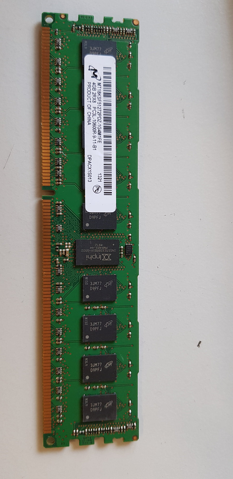 Micron 4GB PC3-10600 DDR3-1333MHz ECC Registered CL9 240-Pin DIMM Dual Rank Memory Module (MT18KSF51272PDZ-1G4M1FE)