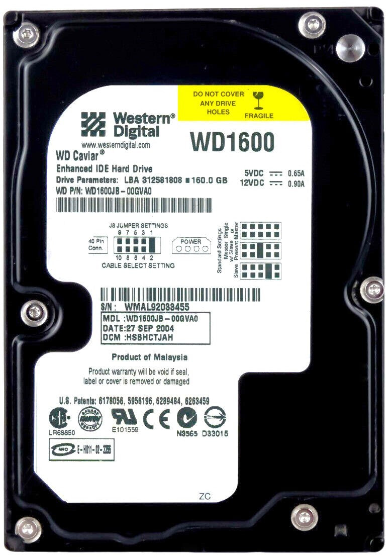 Western Digital 160GB 7200RPM IDE 3.5in HDD ( WD1600JB-00REA0 ) REF