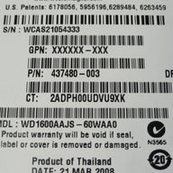 WD1600AAJS-60WAA0 - Western Digital HP 160Gb SATA 7200rpm 3.5in HDD - Refurbished