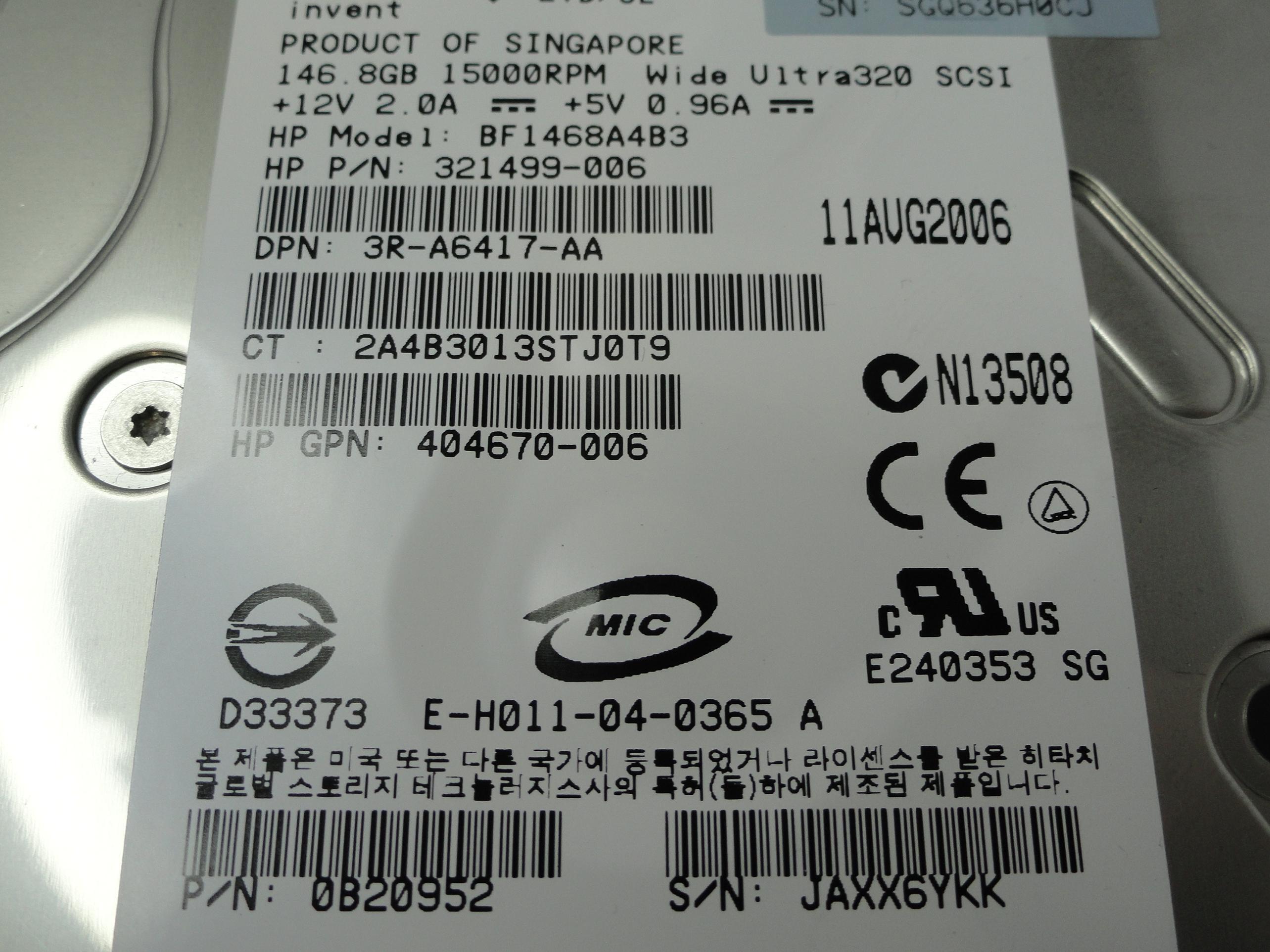 PR20548_0B20952_Hitachi HP 146.8GB SCSI 80 Pin 15Krpm 3.5in HDD - Image3