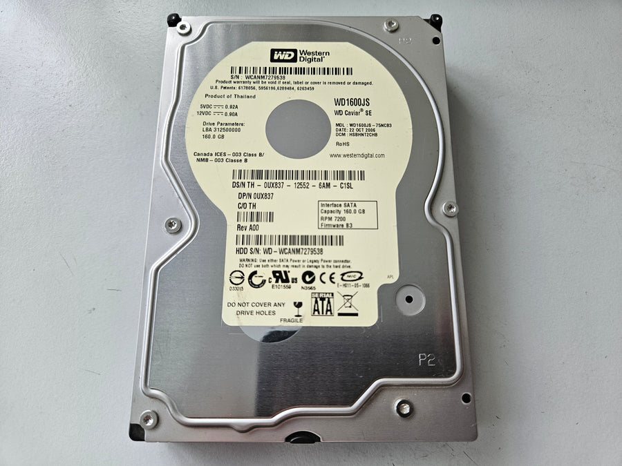 Western Digital Dell 160GB SATA 7200rpm 3.5in HDD ( WD1600JS-75NCB3 0UX837 ) USED