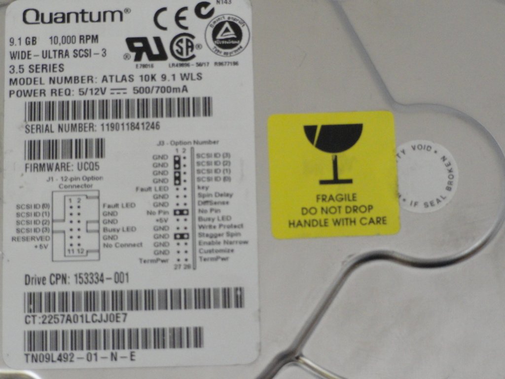 TN09L492 - Quantum Compaq 9.1GB SCSI 68Pin 3.5in HDD - Refurbished