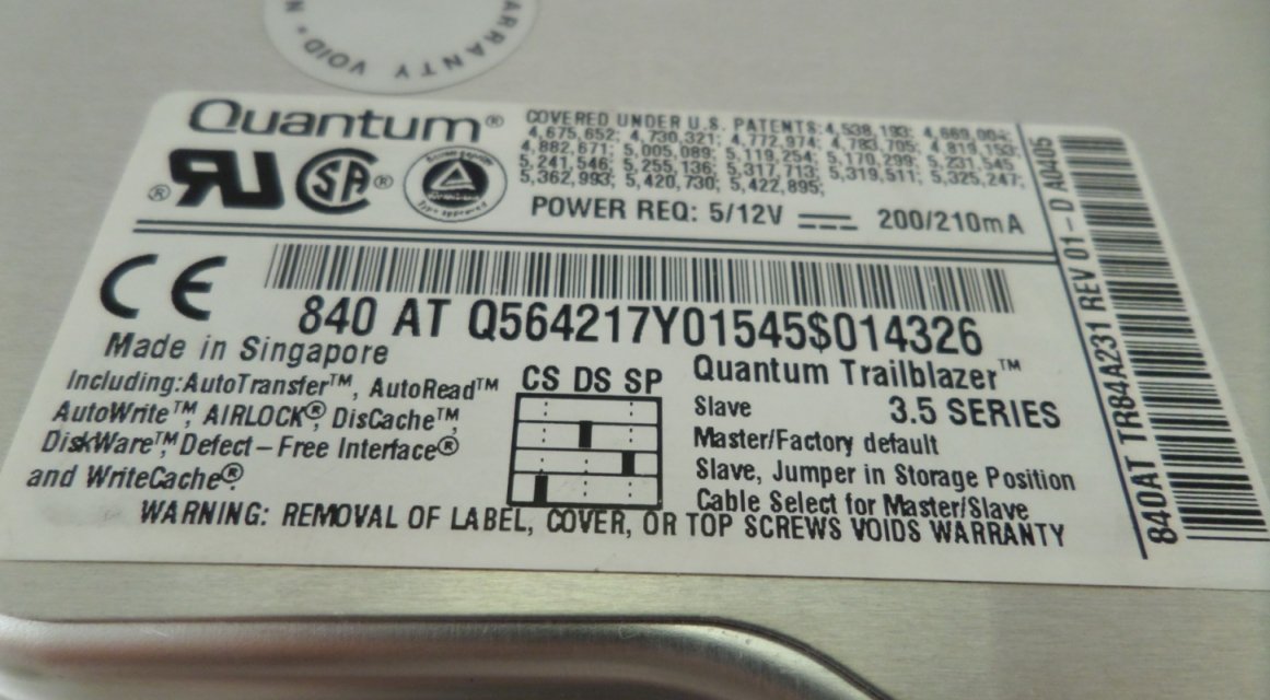 PR11813_TR84A231_Quantum 840MB IDE 3.5" 5400Rpm HDD - Image2