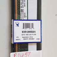 Kingston 4GB PC3-10600 DDR3-1333MHz non-ECC Unbuffered CL9 240-Pin DIMM Single Rank Memory Module KIT (KVR13N9S8/4   99U5474-028.A00LF)