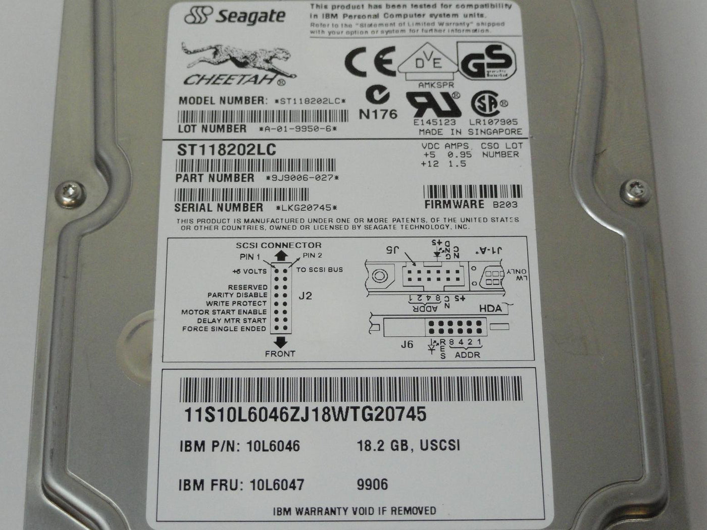 PR05776_9J9006-027_Seagate IBM 18.2GB SCSI 80 Pin 10Krpm 3.5in HDD - Image3