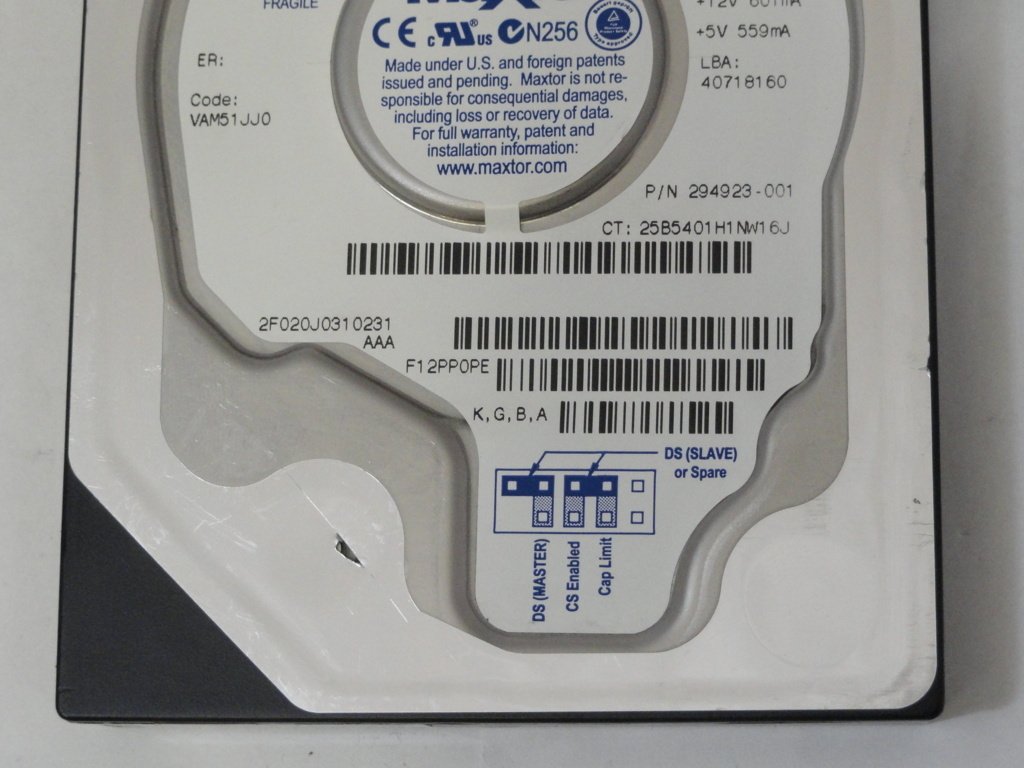 MC0876_2F020J0_Maxtor Compaq 20Gb IDE 5400rpm 3.5in HDD - Image3