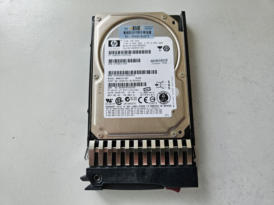 HP Fujitsu 72Gb SAS 10Krpm 2.5in HDD in Caddy ( 375863-008 460850-001 DG072BABCE CA06731-B10500DC MBB2073RC 376597-001 ) REF