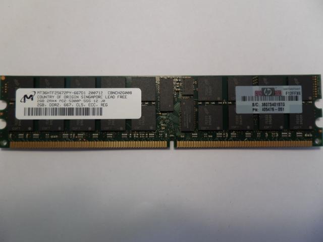 MT36HTF25672PY-667D1 - Micron 2GB 240p PC2-5300 CL5 36c 128x4 DDR2-667 2Rx4 1.8V ECC Registered DIMM - Refurbished