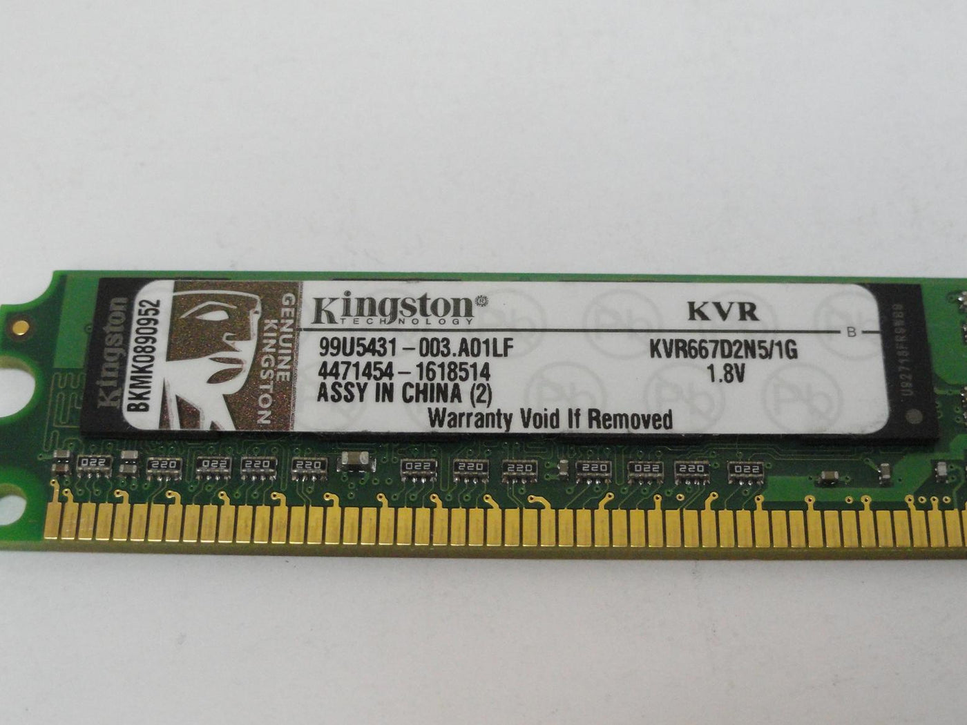 Kingston 1GB PC2-5300 DDR2-667MHz DIMM RAM ( 99U5431-003.A01LF KVR667D2N5/1G ) REF