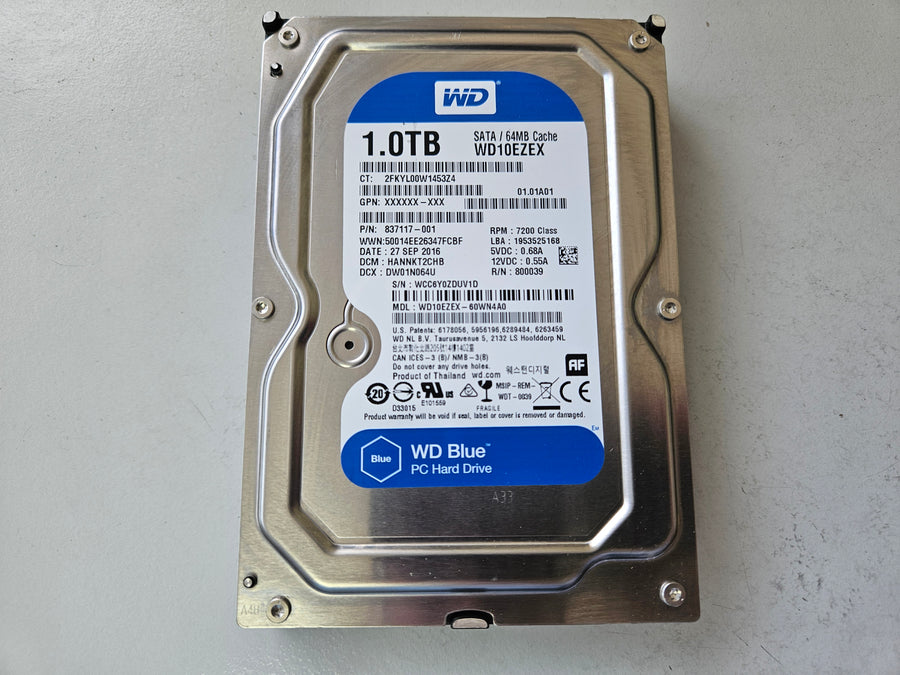 Western Digital HP 1TB 7200RPM SATA 3.5in HDD ( WD10EZEX-60WN4A0 WD10EZEX 837117-001 ) REF