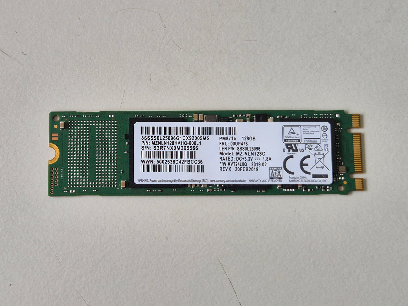 Samsung Lenovo 128GB TLC M.2 SATA 6G 2280 SSD ( MZ-NLN128C MZNLN128HAHQ-000L1 00UP476 SSS0L25096 ) REF