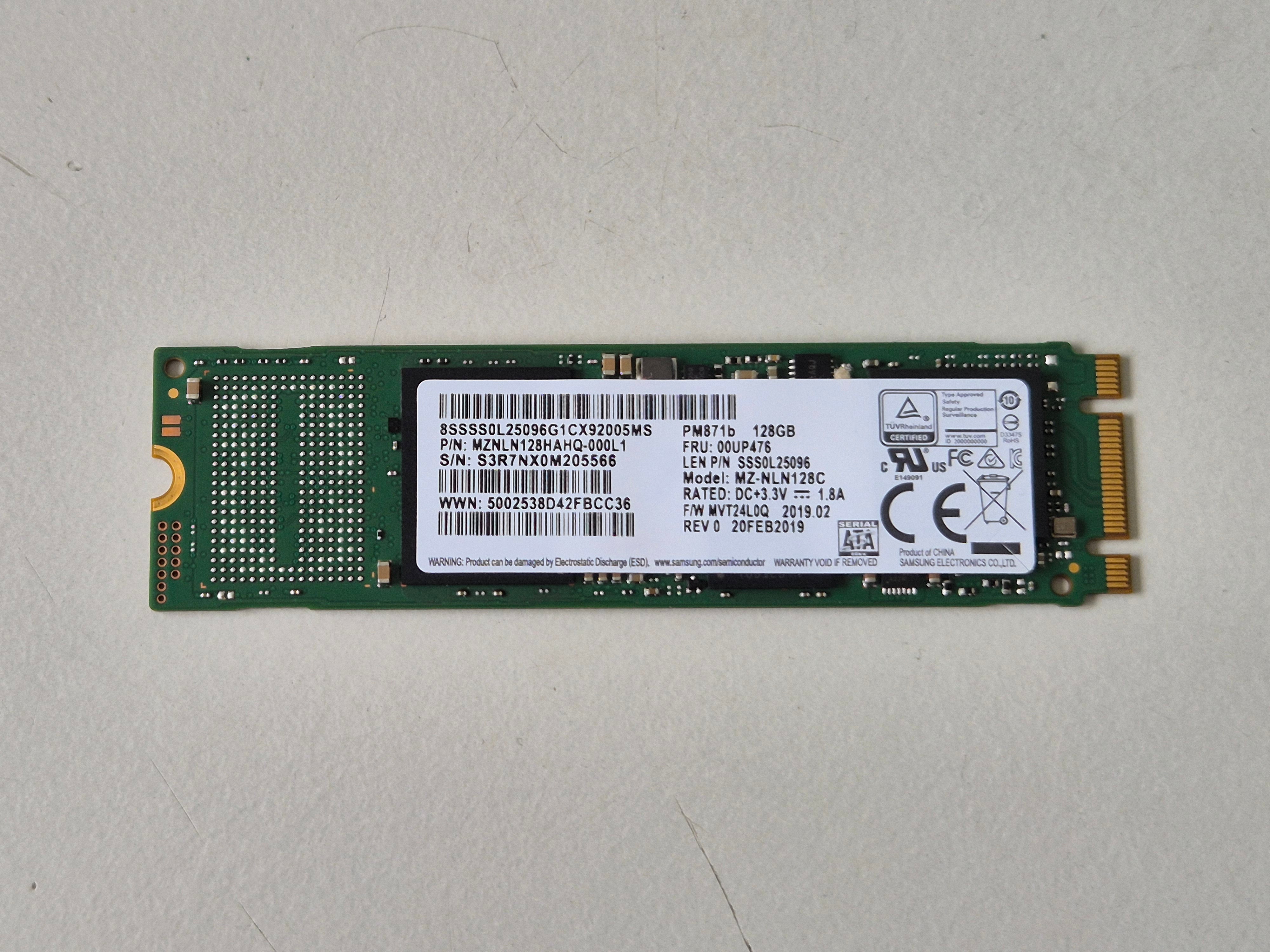 Samsung Lenovo 128GB TLC M.2 SATA 6G 2280 SSD ( MZ-NLN128C MZNLN128HAHQ-000L1 00UP476 SSS0L25096 ) REF