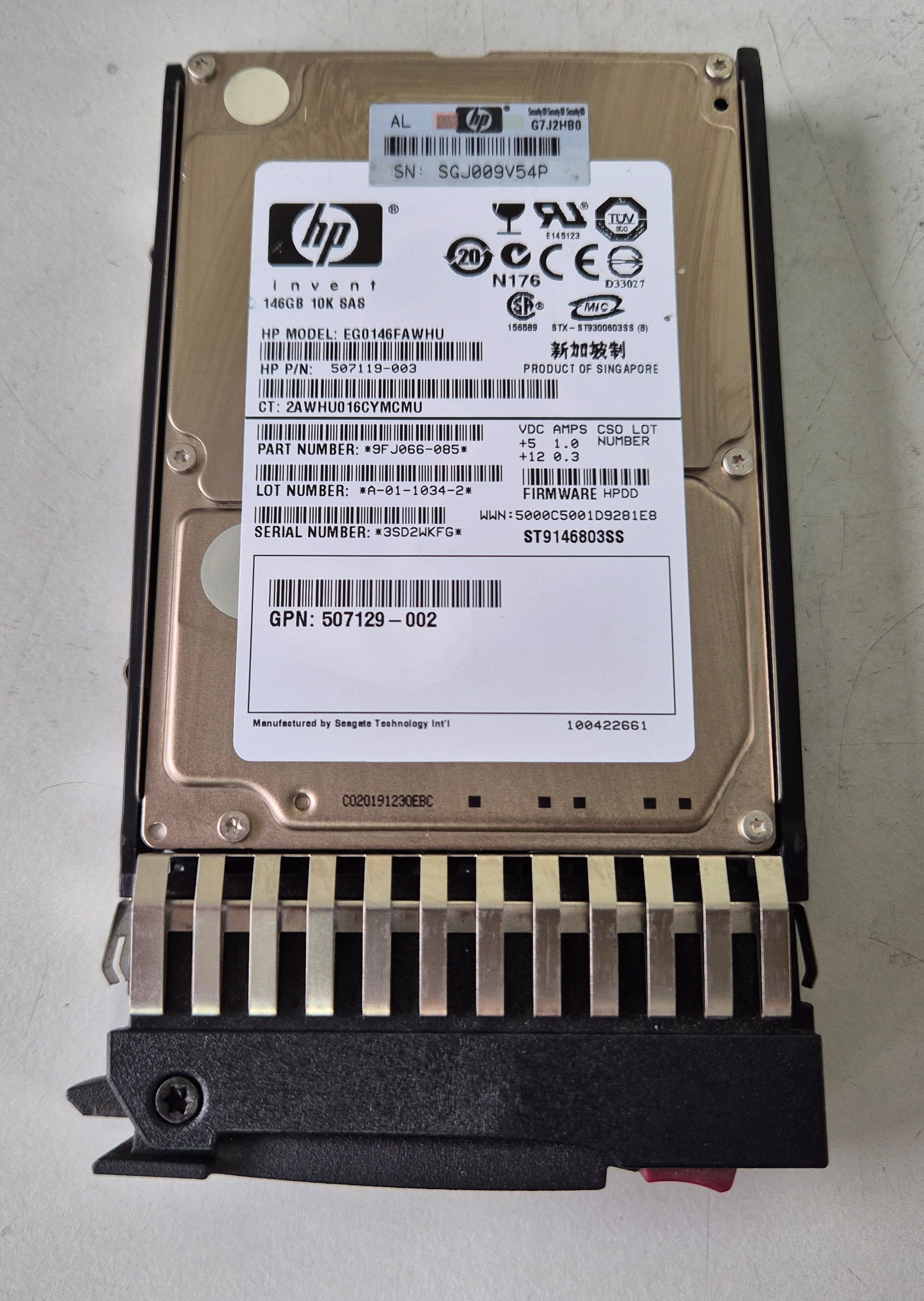 HP Seagate 146Gb SAS 10Krpm 2.5in HDD in Caddy ( 9FJ066-085 ST9146803SS 507119-003 EG0146FAWHU 507129-002 432320-001 ) REF