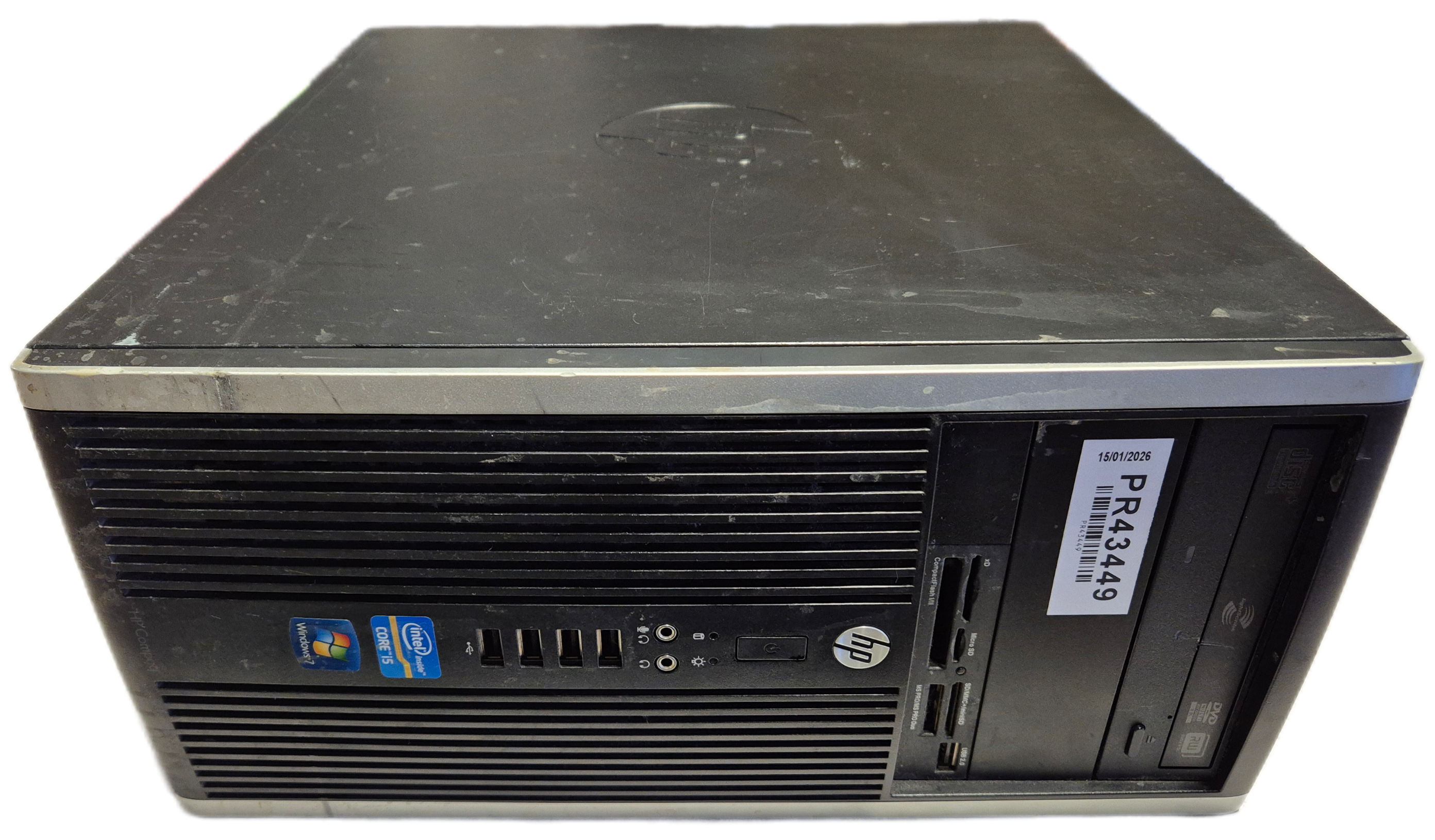 HP Compaq 6200 Pro MT DVD 500GB HD 8GB RAM i5-2400 3.1GHz NO OS Win7Pro COA present ( XY107ET#ABU ) USED