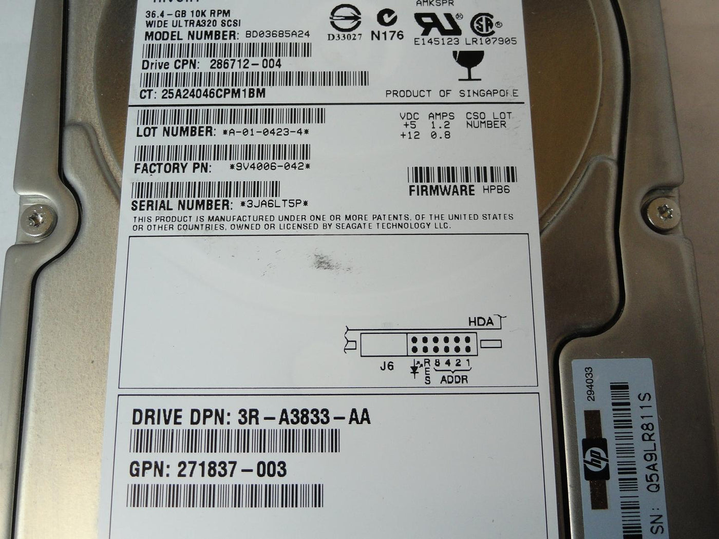 PR23178_9V4006-042_Seagate HP 36.4Gb SCSI 80 Pin 10Krpm 3.5in HDD - Image2
