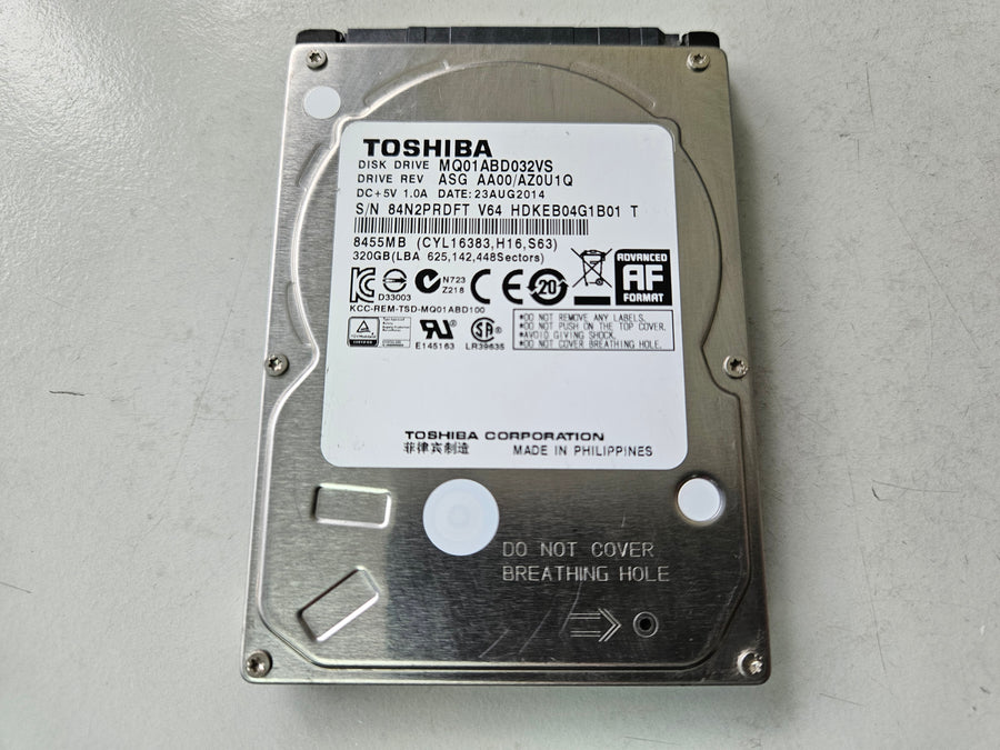Toshiba 320GB 5400RPM SATA 2.5in HDD ( MQ01ABD032VS ) USED