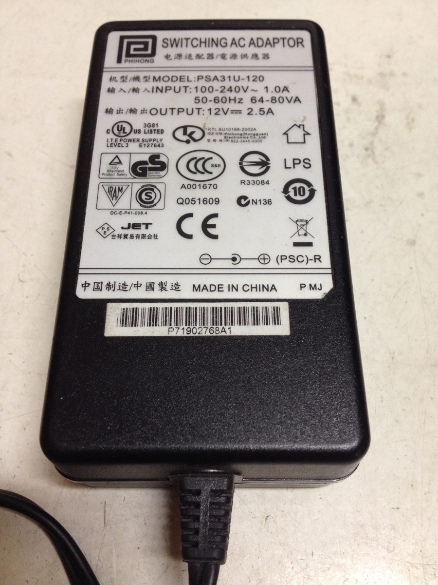 PHIHONG Switching AC Adaptor 12V (PSA31U 120 USED)